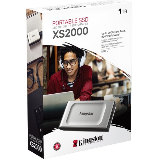 Kingston XS2000 USB-C Εξωτερικός SSD 1TB 1.8" Μαύρο (SXS2000/1000G)