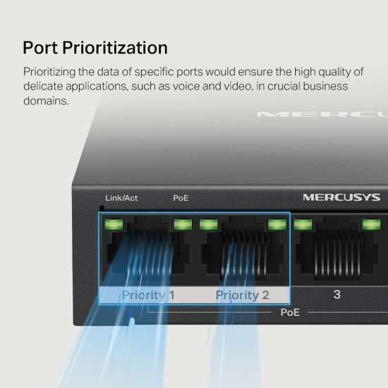  Switch Mercusys MS105GP v1 Unmanaged L2 PoE+ (MS105GP)