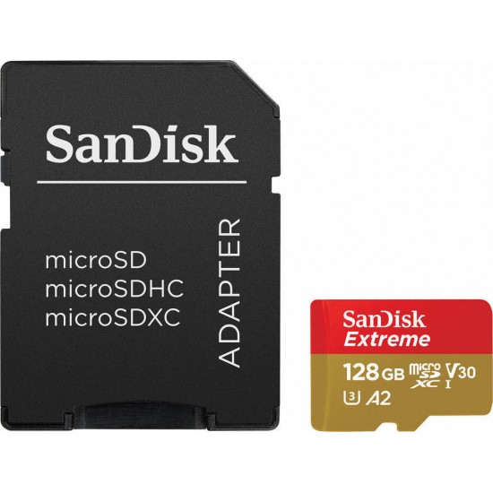 Sandisk Extreme microSDXC UHS-I 128GB Card with Adapter (SANSDSQXAA-128G-GN6MA)