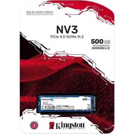 Kingston NV3 SSD 500GB M.2 NVMe PCI Express 4.0 (SNV3S/500G) Kingston NV3 SSD 500GB M.2 NVMe PCI Express 4.0 (SNV3S/500G)