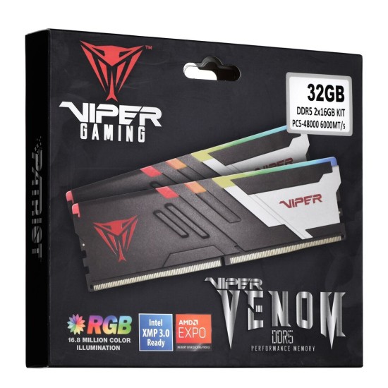 Μνήμη RAM Patriot Viper Venom RGB DDR5 32GB 6000MHZ (PVVR532G600C30K)