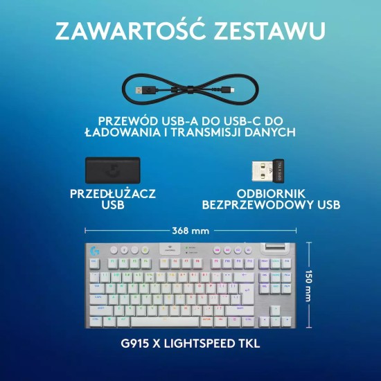 Ασύρματο Gaming Πληκτρολόγιο Logitech G915 X Lightspeed TKL Λευκό Tactile Switch (920-012737)
