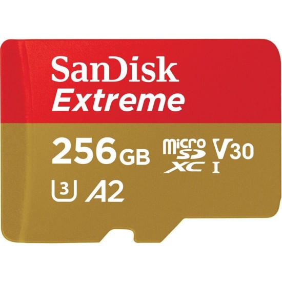 Sandisk Extreme microSDXC 256GB Class 10 U3 V30 A2 with Adapter Mobile (SDSQXAV-256G-GN6MA)