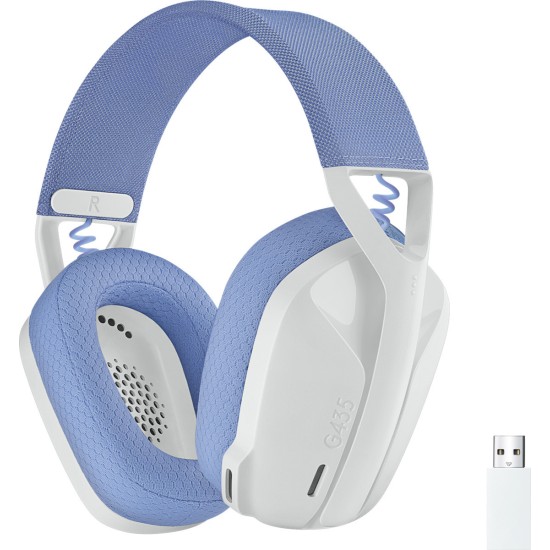 Logitech G435 Lightspeed Ασύρματο Over Ear Gaming Headset Λευκό (981-001074)