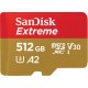 Sandisk Extreme microSDXC 512GB Class 10 U3 V30 A2 with Adapter Mobile (SDSQXAV-512G-GN6MA)