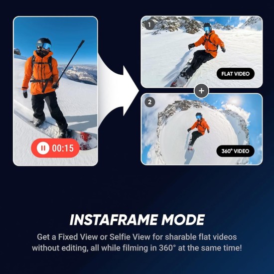 Action Camera Insta360 X5 360° Μαύρο