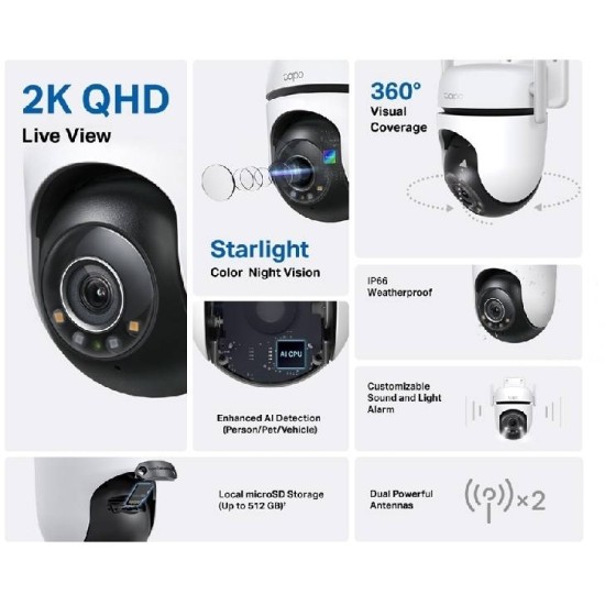 TP-LINK IP Wi-Fi Κάμερα Full HD+ Αδιάβροχη Tapo C520WS v2 (Tapo C520WS v2)