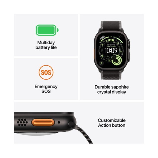 Apple Watch Ultra 3 49mm Black Titanium Case with Black Alpine Loop