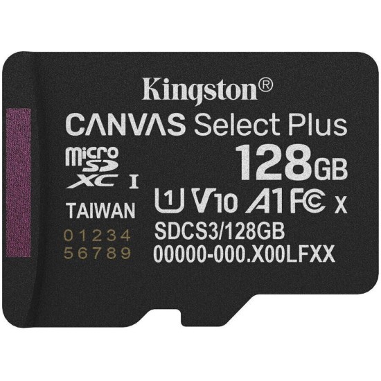 Κάρτα Μνήμης Kingston Canvas Select Plus microSDXC 128GB with Adapter (SDCS3/128GB)