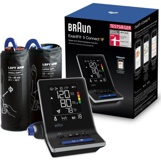 Ηλεκτρονικό Πιεσόμετρο Μπράτσου Braun Exact Fit 5 Connect (BUA6350EU)