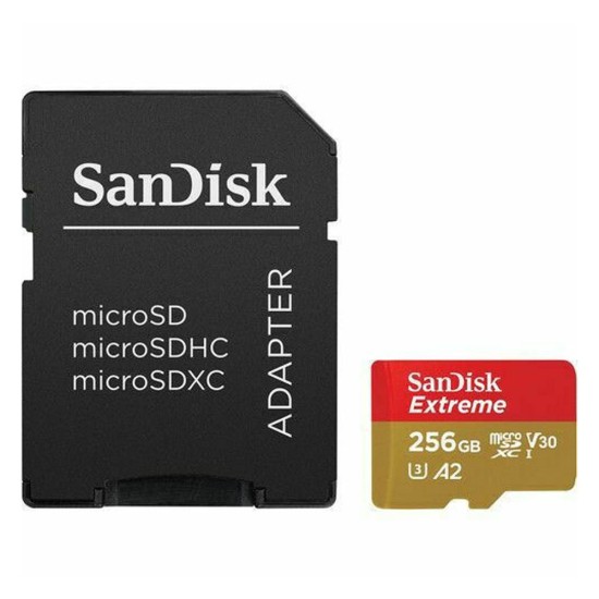 Sandisk Extreme microSDXC 256GB Class 10 U3 V30 A2 with Adapter Mobile (SDSQXAV-256G-GN6MA)