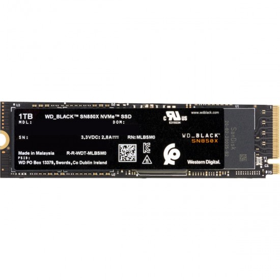 Western Digital Black SN850X W/o Heatsink SSD 1TB (WDS100T2X0E)
