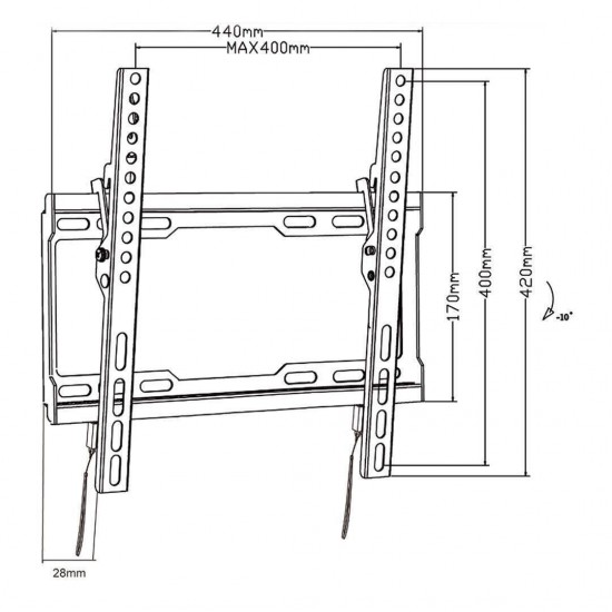 Βάση Τηλεόρασης Τοίχου Maclean Energy MC-412 έως 70" και 45kg