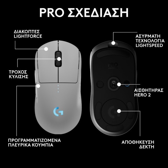 Logitech G PRO 2 LIGHTSPEED Λευκό (910-007302)