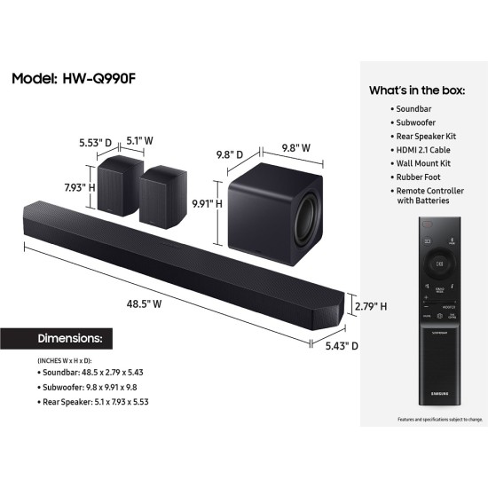 Samsung HW-Q990F Soundbar 656W 11.1.4 με Τηλεχειριστήριο Μαύρο (HW-Q990F/EN)
