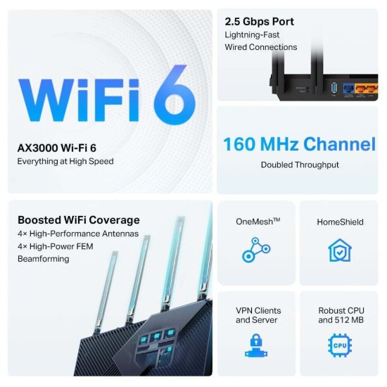 TP-LINK Ασύρματο Router Archer AX55 Pro (ARCHER AX55 Pro)