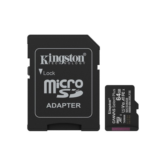 Κάρτα Μνήμης Kingston Canvas Select Plus microSDXC 64GB with Adapter (SDCS3/64GB)