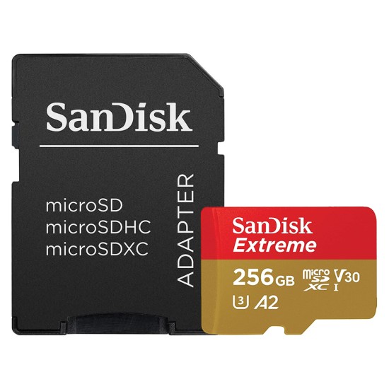 Sandisk Extreme microSDXC 256GB Class 10 U3 V30 A2 with Adapter Mobile (SDSQXAV-256G-GN6MA)