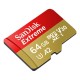 Sandisk Extreme microSDXC 64GB Class 10 U3 V30 A2 with Adapter Mobile (SDSQXAH-064G-GN6MA)