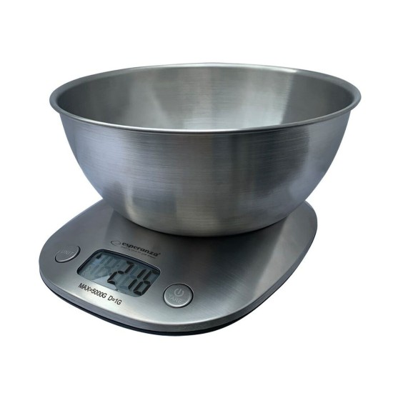 Ψηφιακή Ζυγαριά Κουζίνας Esperanza Lychee με Κάδο έως 5kg Ασημί (EKS008)