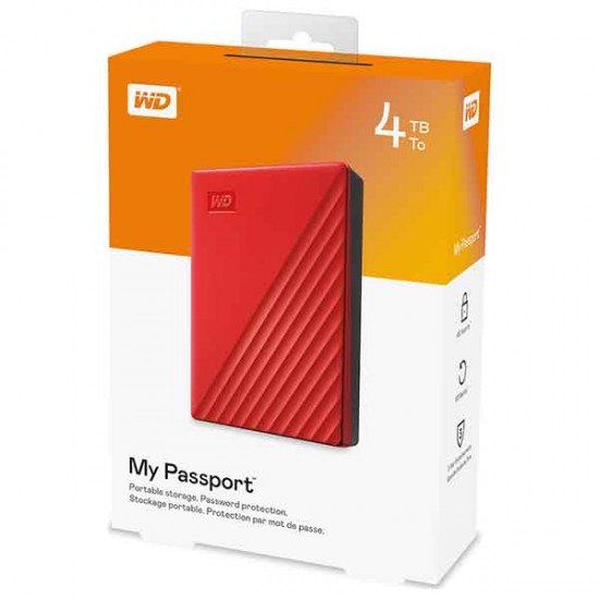 Εξωτερικός HDD Western Digital My Passport 2019 4TB Κόκκινο (WDBPKJ0040BRD-WESN)