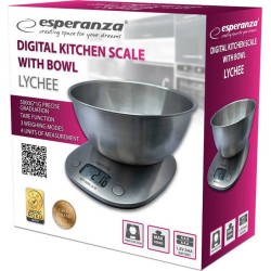 Ψηφιακή Ζυγαριά Κουζίνας Esperanza Lychee με Κάδο έως 5kg Ασημί (EKS008)
