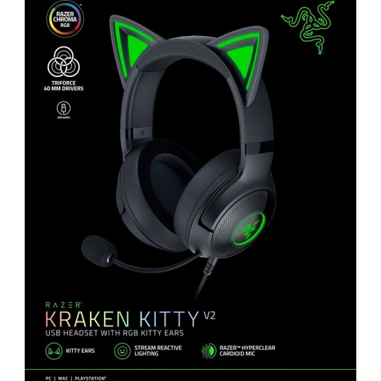 Headset Razer Kraken Kitty v2 Black (RZ04-04730100-R3M1)