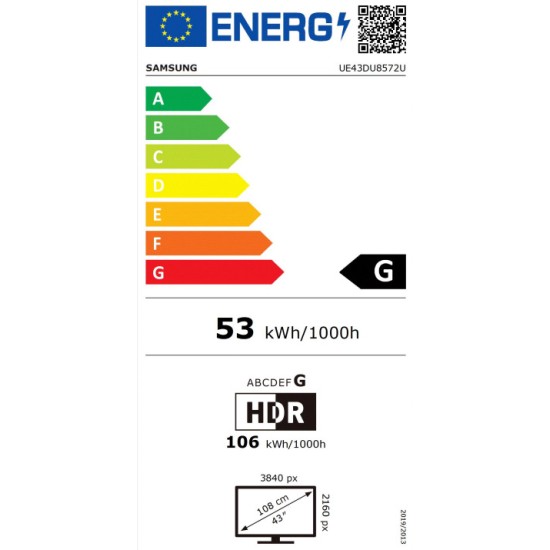 Samsung Smart Τηλεόραση 43" 4K UHD LED HDR 2024 (UE43DU8572UXXH)