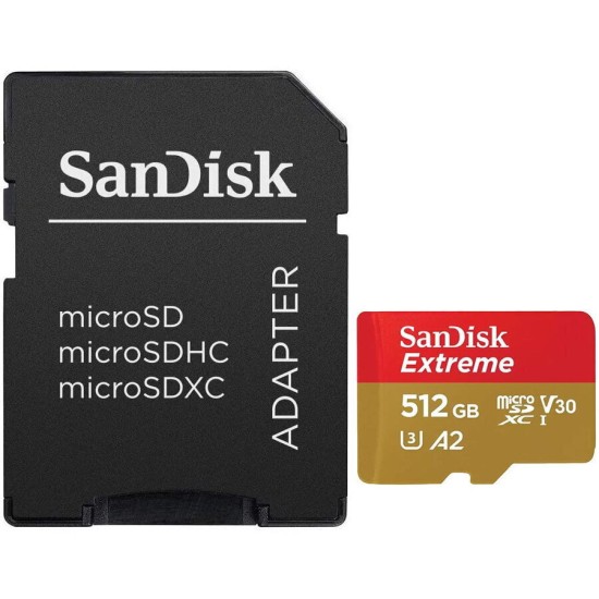 Sandisk Extreme microSDXC 512GB Class 10 U3 V30 A2 with Adapter Mobile (SDSQXAV-512G-GN6MA)